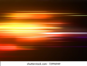 Vector illustration of abstract background with blurred magic neon orange lights