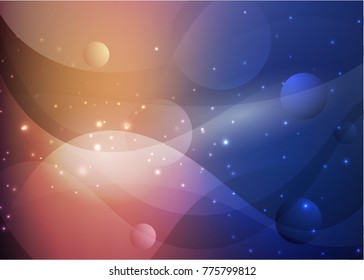 Vector illustration of abstract background with blurred magic neon light curved lines