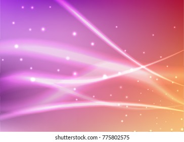 Vector illustration of abstract background with blurred magic neon light curved lines