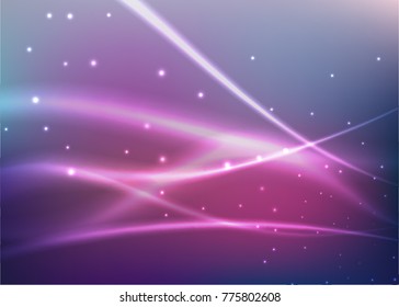 Vector illustration of abstract background with blurred magic neon light curved lines