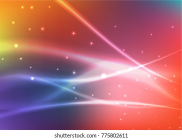 Vector illustration of abstract background with blurred magic neon light curved lines