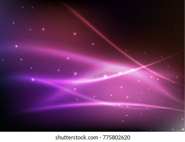 Vector illustration of abstract background with blurred magic neon light curved lines
