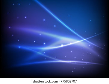 Vector illustration of abstract background with blurred magic neon light curved lines