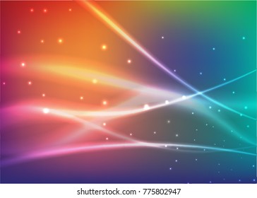 Vector illustration of abstract background with blurred magic neon light curved lines