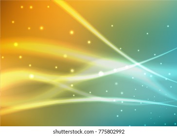 Vector illustration of abstract background with blurred magic neon light curved lines