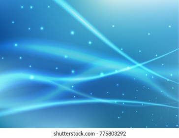 Vector illustration of abstract background with blurred magic neon light curved lines