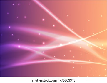 Vector illustration of abstract background with blurred magic neon light curved lines