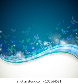Vector Illustration of an Abstract Background with Butterflies