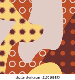 Ilustración vectorial - fondo abstracto con manchas y círculos caóticos de color marrón. Concepto - arte contemporáneo y papel