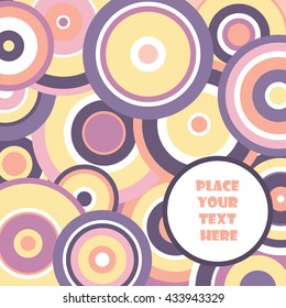 Vector illustration of abstract background with circles. Retro stylized card design