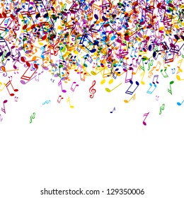 Vector Illustration of an Abstract Background with Colorful Music notes