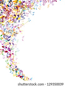 Vector Illustration of an Abstract Background with Colorful Music notes