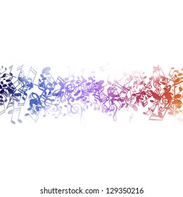 Vector Illustration of an Abstract Background with Colorful Music notes