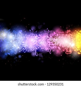 Vector Illustration of an Abstract Background with Colorful Music notes
