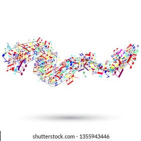 Vector Illustration of an Abstract Background with Colorful Music notes - Vector illustration design.