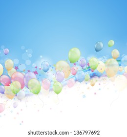 Vector Illustration of an Abstract Background with Colorful Balloons
