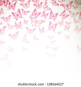 Vector Illustration of an Abstract Background with Colorful Butterflies