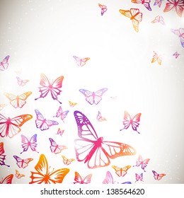 Vector Illustration of an Abstract Background with Colorful Butterflies