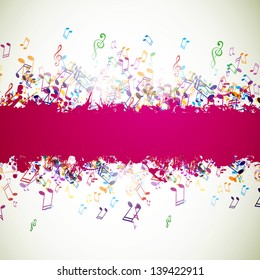 Vector Illustration of an Abstract Background with Colorful Music notes