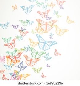 Vector Illustration of an Abstract Background with Colorful Butterflies