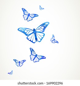 Vector Illustration of an Abstract Background with Colorful Butterflies