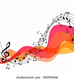 Vector Illustration of an Abstract Background with Colorful Music Notes