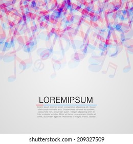 Vector Illustration of an Abstract Background with Colorful Music notes