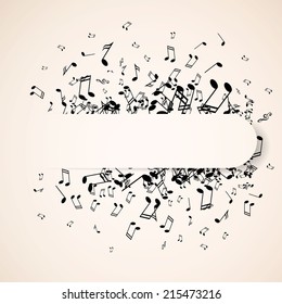 Vector Illustration of an Abstract Background with Colorful Music Notes