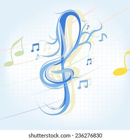 Vector Illustration of an Abstract Background with Colorful Music notes