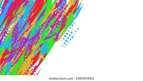 Vector illustration of abstract background with colorful brush texture grunge halftone