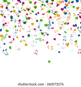 Vector Illustration of an Abstract Background with Colorful Music Notes