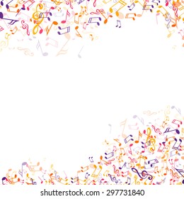Vector Illustration of an Abstract Background with Colorful Music Notes