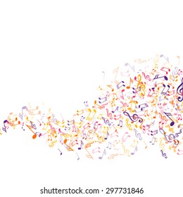 Vector Illustration of an Abstract Background with Colorful Music Notes