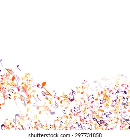 Vector Illustration of an Abstract Background with Colorful Music Notes