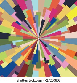 vector illustration of abstract background with colorful rectangles in concentric circle shape for abstract backgrounds