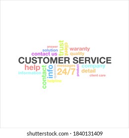 Vector illustration of abstract background of customer service typography. design Words of customer complaints, suitable for the design elements of the user's help page.