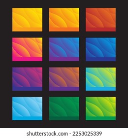 Vector illustration of abstract background design with 12 color shades. Curve pattern.