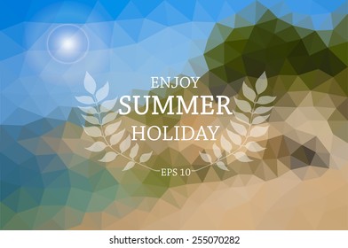 Vector illustration of abstract background for design. Polygonal Mosaic. Triangular low poly style. Template for poster. Seaside landscape. EPS 8.