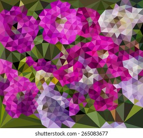 Vector illustration of abstract background for design. Polygonal Mosaic. Triangular low poly style. Spring flowering. Template for poster.