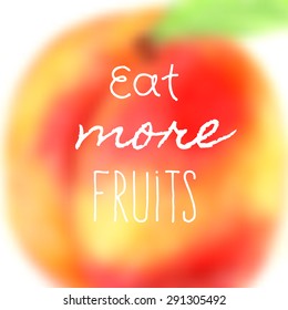 Vector illustration of abstract background for design. Food organic label and Eco design. Organic and fresh. Healthy food. Vector poster with text and blurred peach. 