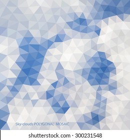 Vector illustration of abstract background for design. The clouds in the sky. Sky of polygonal mosaic. Polygonal Mosaic. Triangular low poly style. Template for poster.