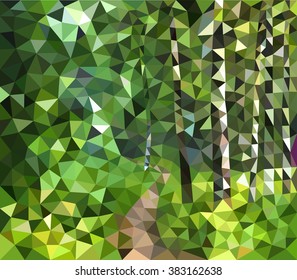 Vector illustration of abstract background for design. Polygonal mosaic. Triangular low poly style. Birch Grove. Landscape. Template for poster.