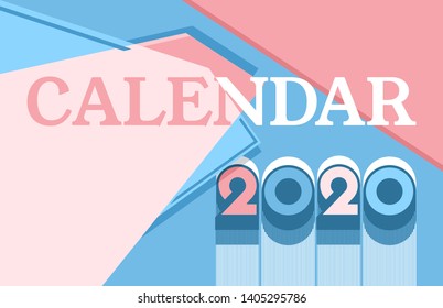 Vector illustration abstract background of different geometric shapes and lettering. For stylish design of printing and web design in blue and pink coral tones.