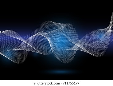 Vector illustration abstract background dot wave effect white color on black,template for business.