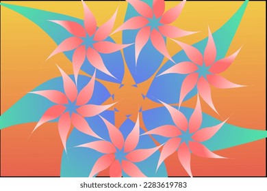 A vector illustration of an abstract background filled with pastel colored and curvy shaped flowers