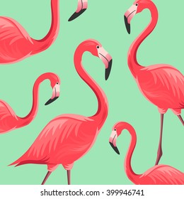 Vector Illustration of an Abstract Background with Flamingos