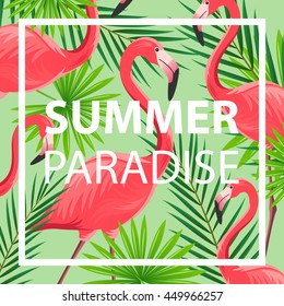 Vector Illustration of an Abstract Background with Flamingos