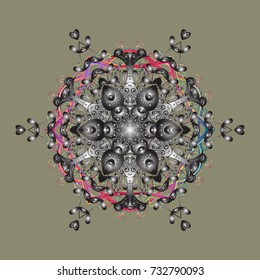 Vector illustration. Abstract background with Floral Elements. Vector winter pattern. Design on neutral, gray and beige colors.