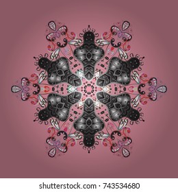 Vector illustration. Abstract background with Floral Elements. Design on pink, gray and neutral colors. Vector winter pattern.