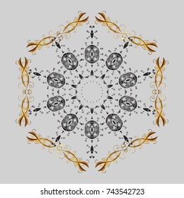 Vector illustration. Abstract background with Floral Elements. Design on gray, brown and yellow colors. Vector winter pattern.